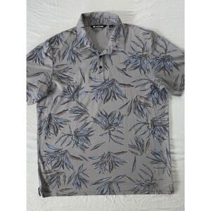 Travis Mathew Men's Gray Floral Pique Polo Golf Shirt. Men's Size XL, EUC!!